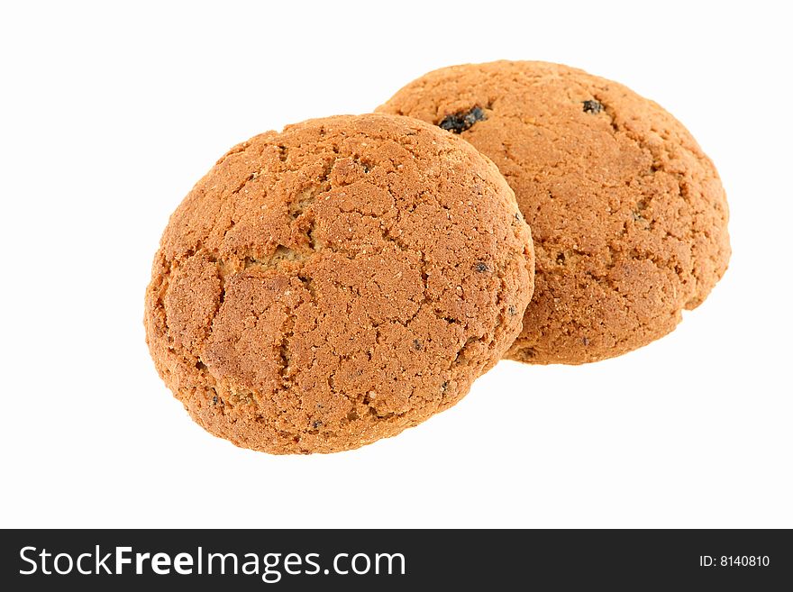 Oatmeal cookies on a white background