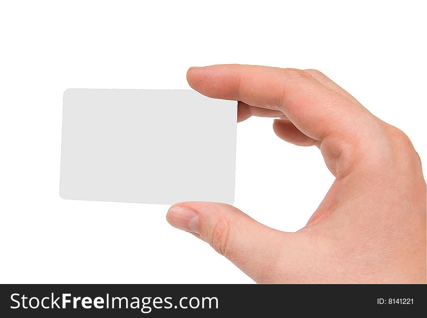 Blank business card in human hand