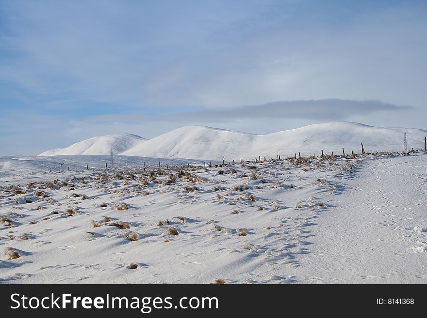 Mountains and hills covered in snow, highlands of scotland. Mountains and hills covered in snow, highlands of scotland
