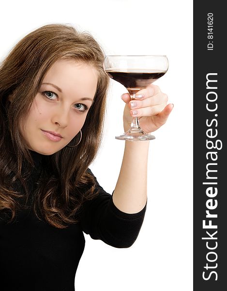 Woman holding a glass to drink