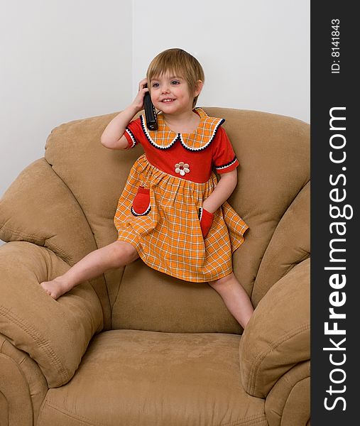 The little child with phone