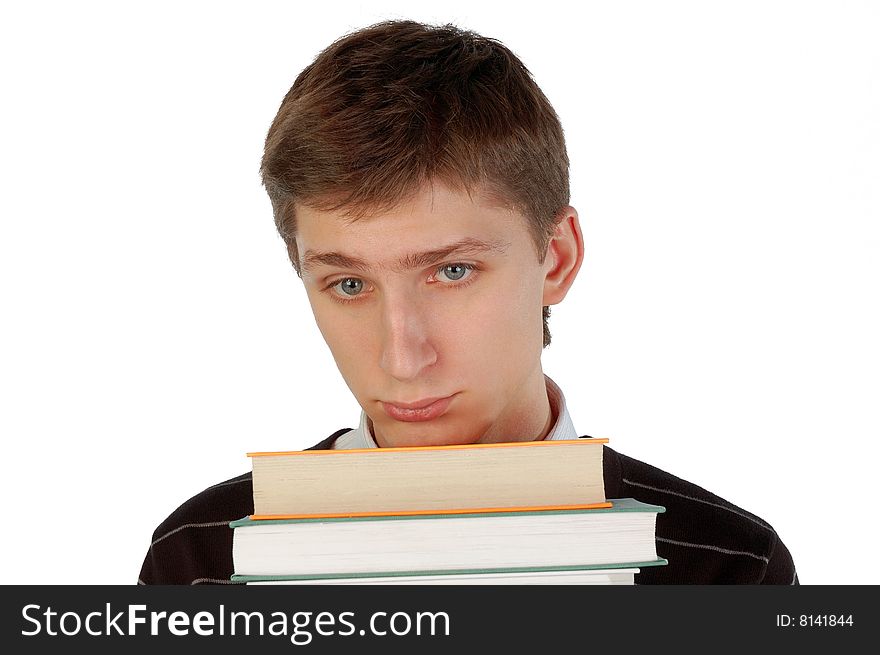 Young Man With A Pile Of Books