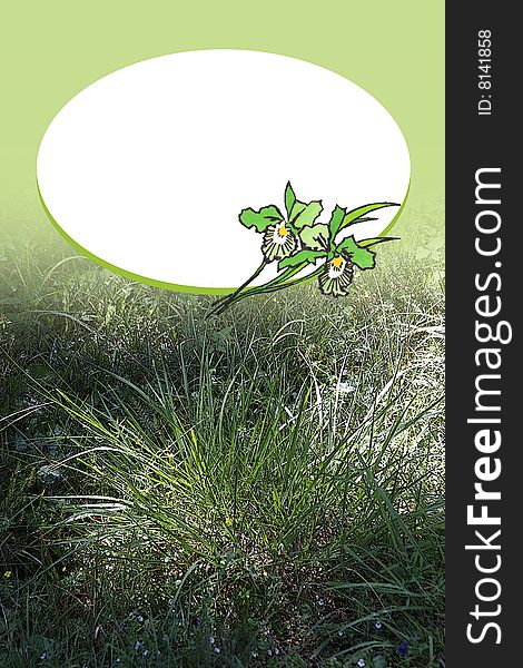 An illustration of grass and a white frame with nice flowers. Useful also for scrapbook. An illustration of grass and a white frame with nice flowers. Useful also for scrapbook