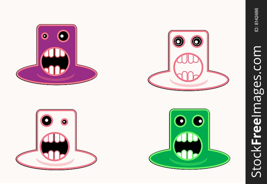Vector Monsters Of Different Color