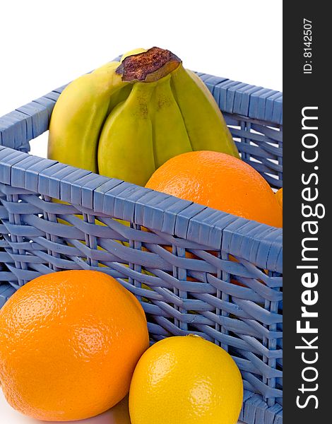 Blue Basket With Fruits