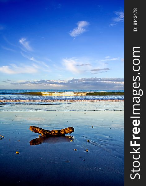 A beautiful beach scene at dusk, Taipa Beach, Northland, New Zealand. A beautiful beach scene at dusk, Taipa Beach, Northland, New Zealand