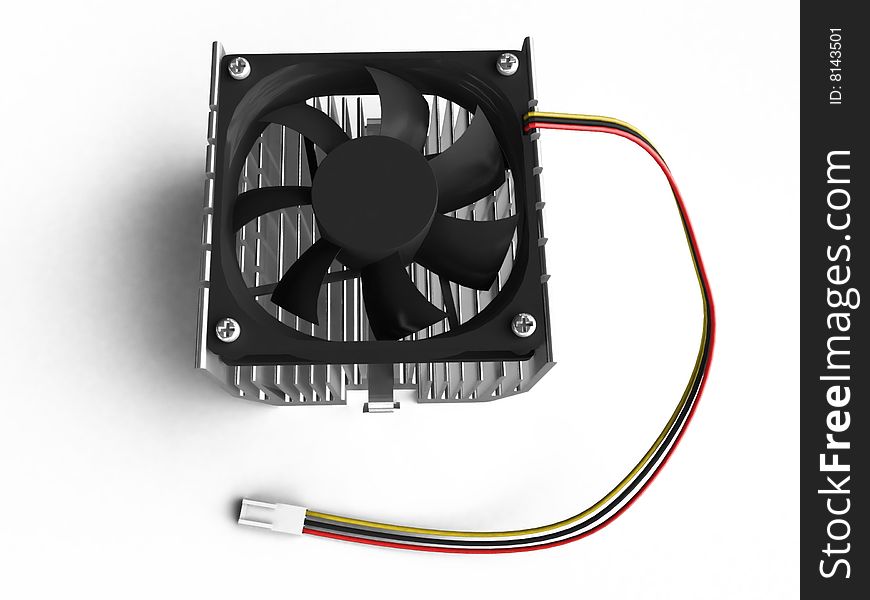 CPU cooler top view on white background