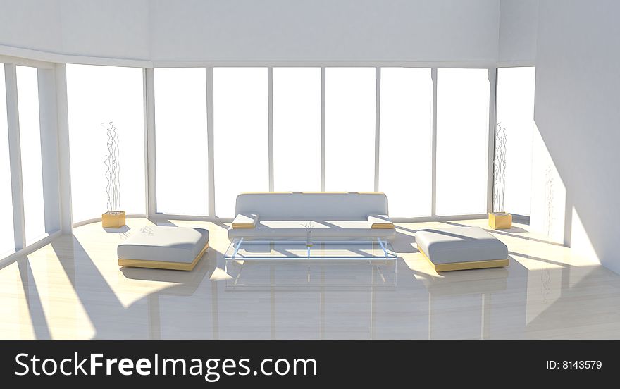 Light interior with sofa