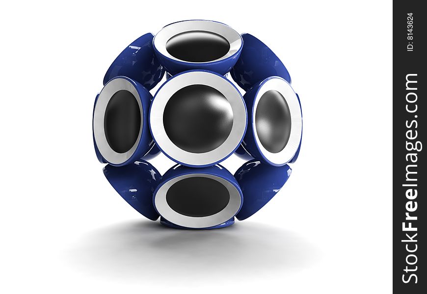 Ball made of dark blue glossy loud speakers. Ball made of dark blue glossy loud speakers