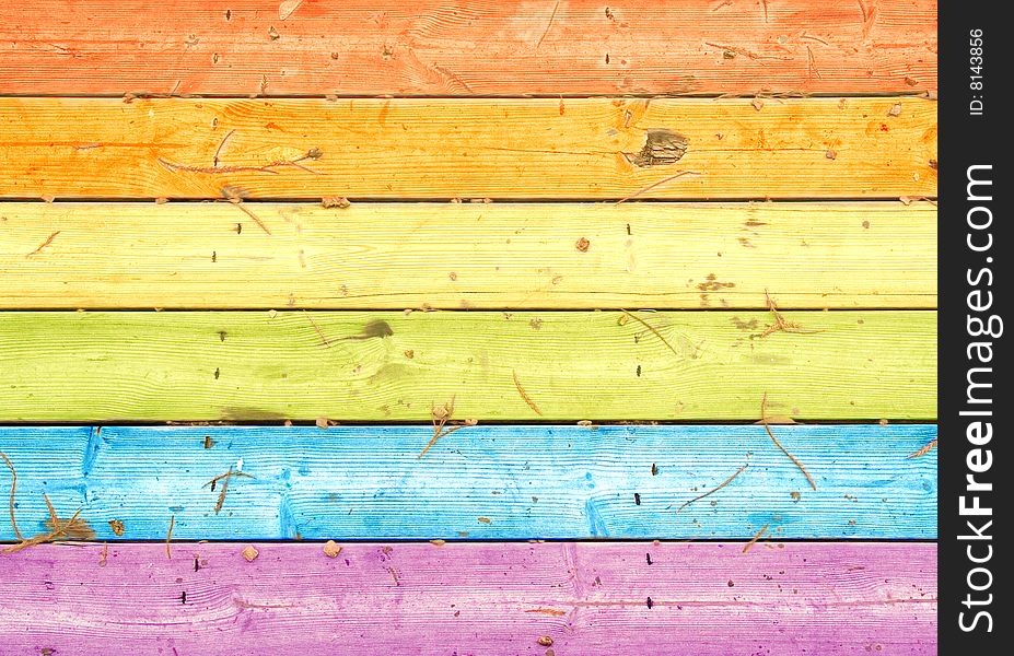 Light wood boards colored with rainbow colors. Light wood boards colored with rainbow colors