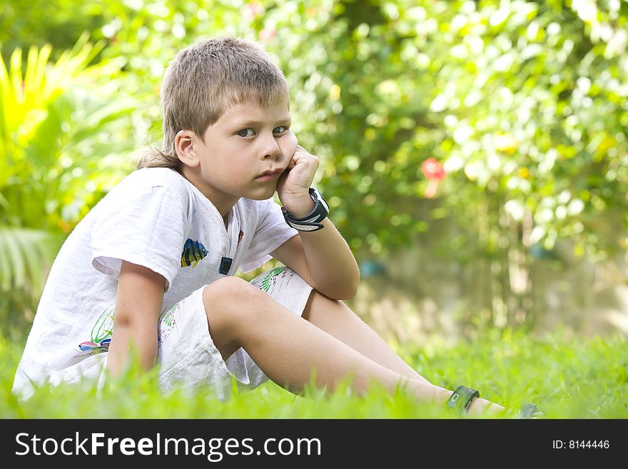 Portrait of little boy having good time in summer environment. Portrait of little boy having good time in summer environment