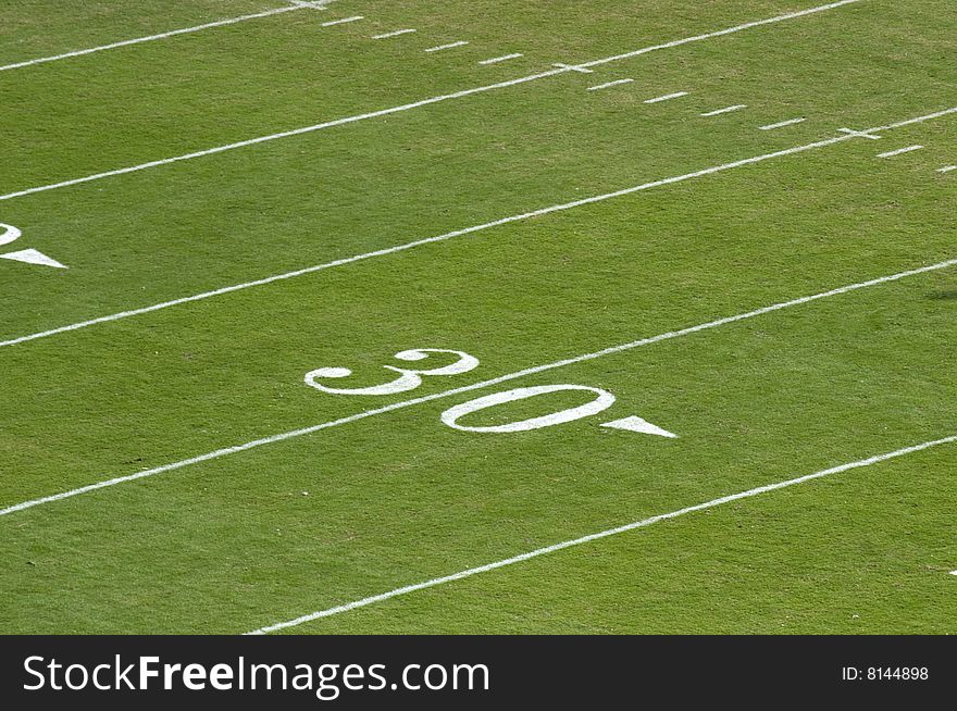30 Yard line from a professional football field