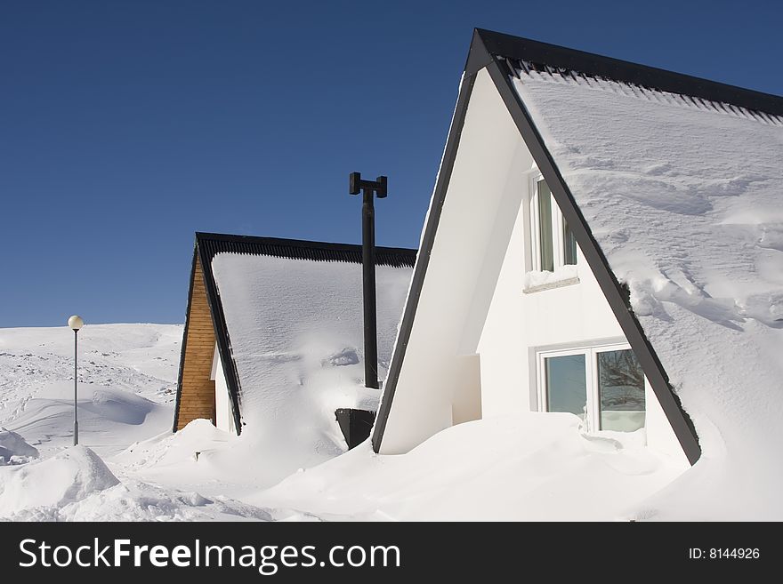 Snow houses at a mountain, Portugal