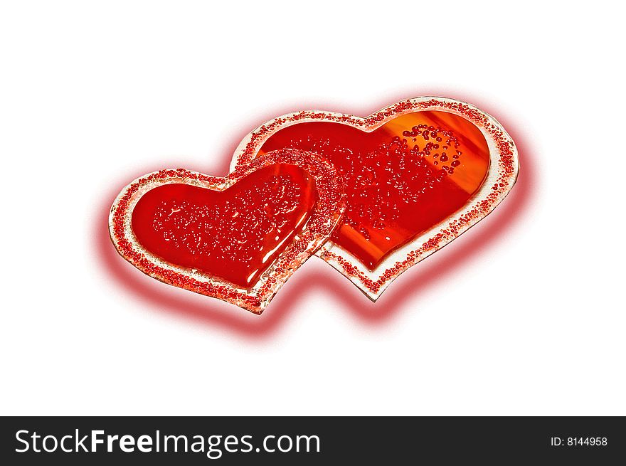 Two Red Glass Hearts