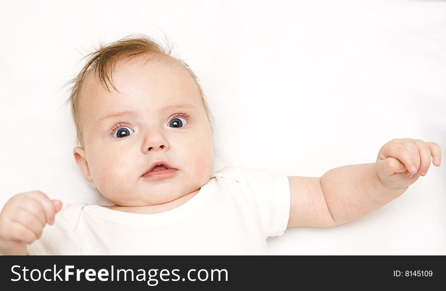 Little baby on a white background