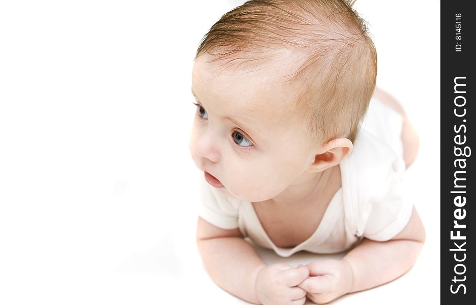 Little baby on a white background