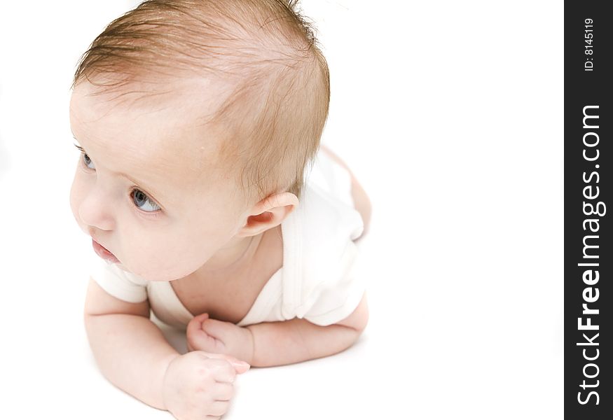 Little baby on a white background