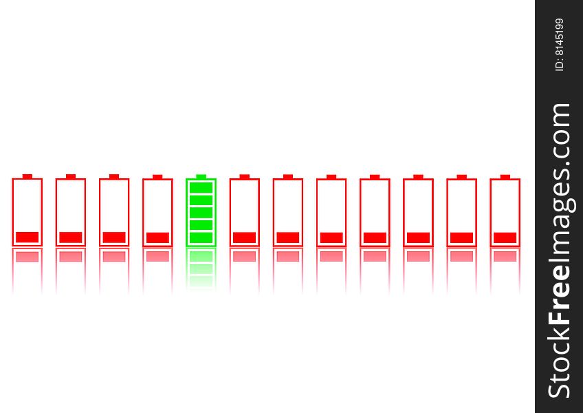 One fill battery in a row of a low batteries