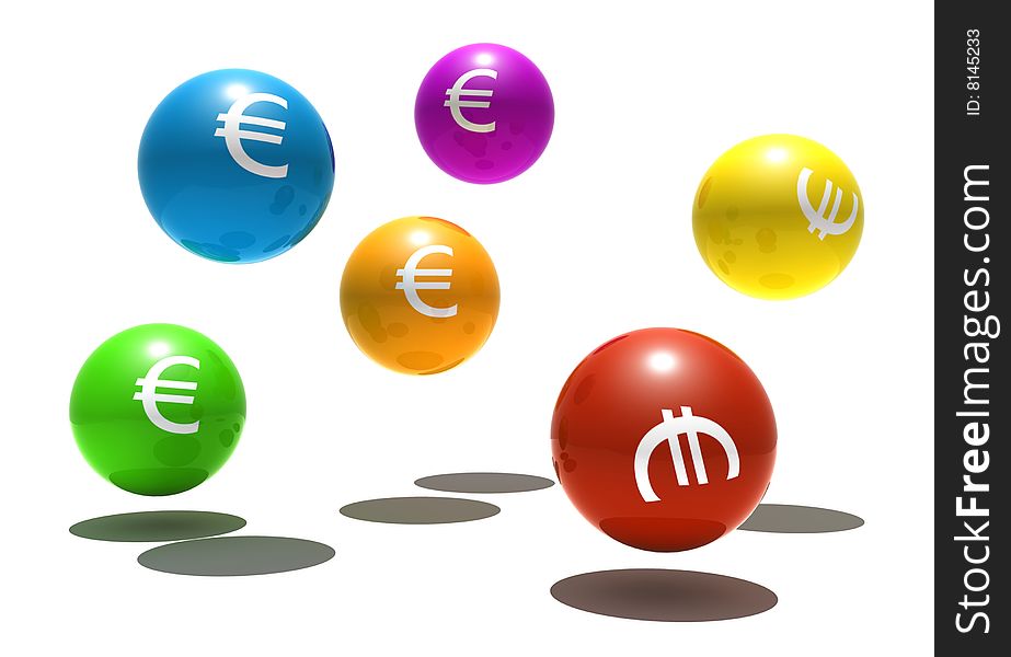 Isolated Spheres With Euro Symbol