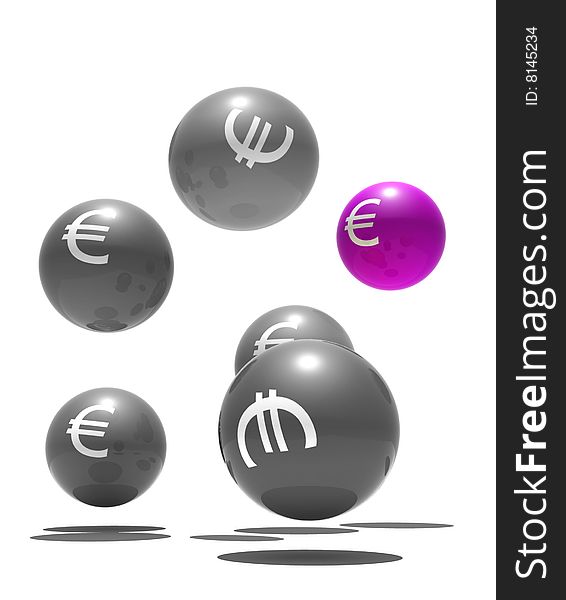 Isolated spheres with euro symbol