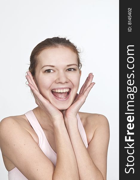 Pretty young laughing women isolated