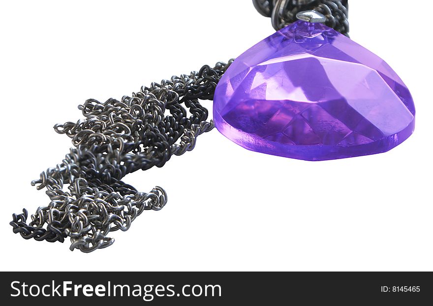 Women adornment - blue stone with a chain on a white background. Women adornment - blue stone with a chain on a white background.