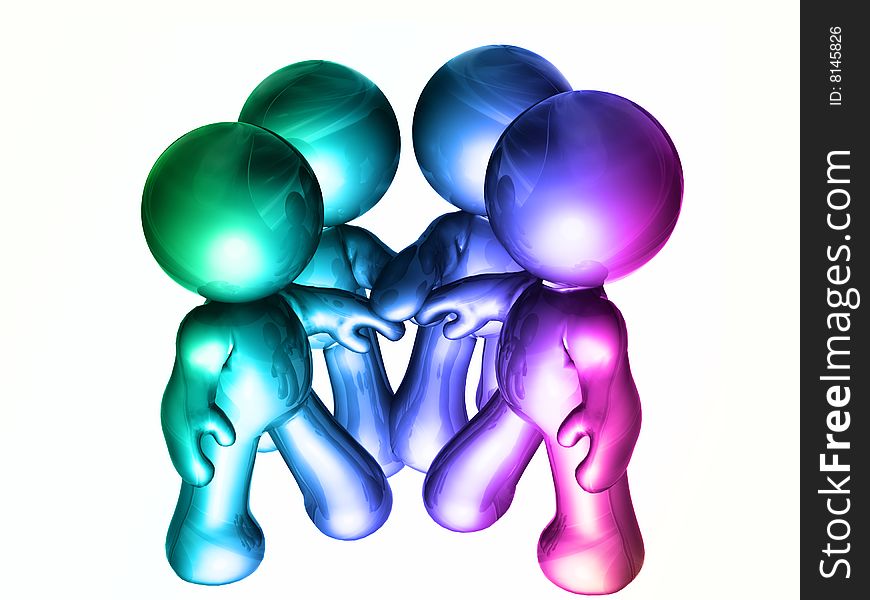 Colorful friends icon figure holding hands