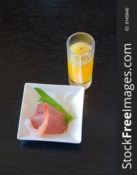 Authentic Japanese Sashimi and drink