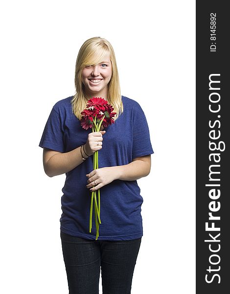 Girl Holding Flowers