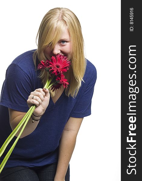 Girl Holding Flowers