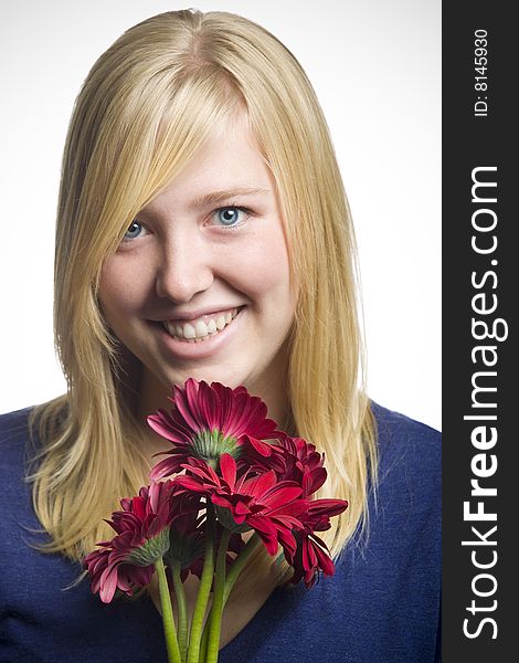 Girl Holding Flowers