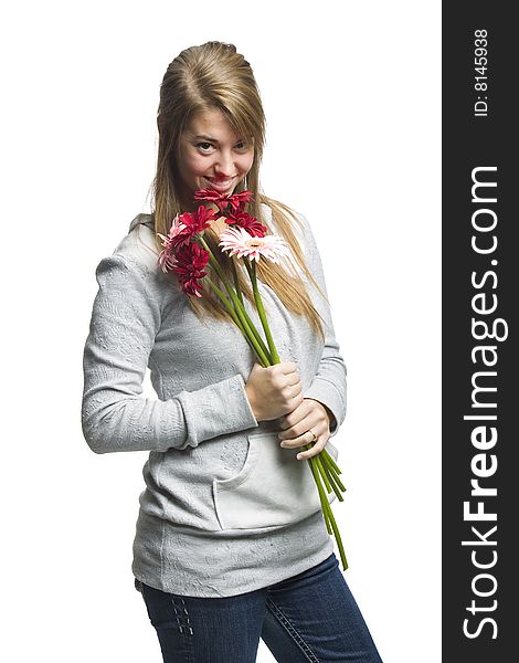 Girl Holding Flowers