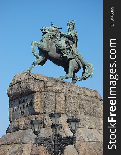 Monument of famous Ukranian Hethman Bogdan Khmelnitsky in Kiev, Malorussia (Ukraine)