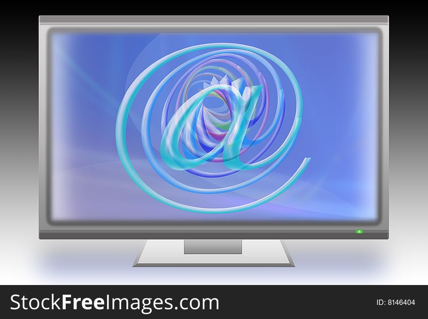 Illustration of sending e-mails from LCD monitor. Illustration of sending e-mails from LCD monitor