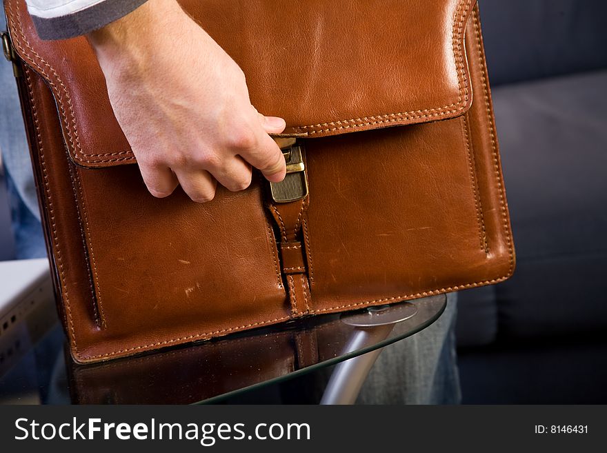 Brown leather bag