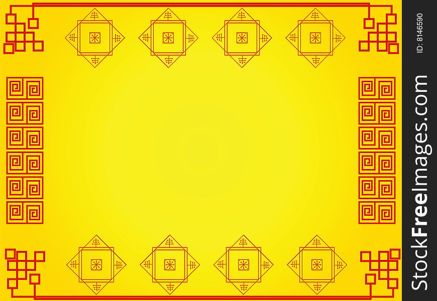 Oriental yellow background with red traditional pattern. Oriental yellow background with red traditional pattern