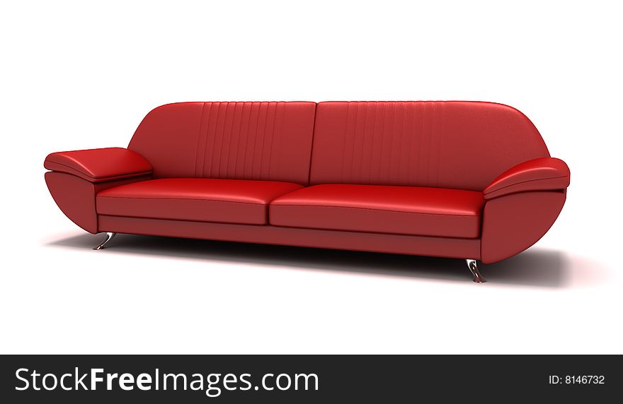Red sofa on white back