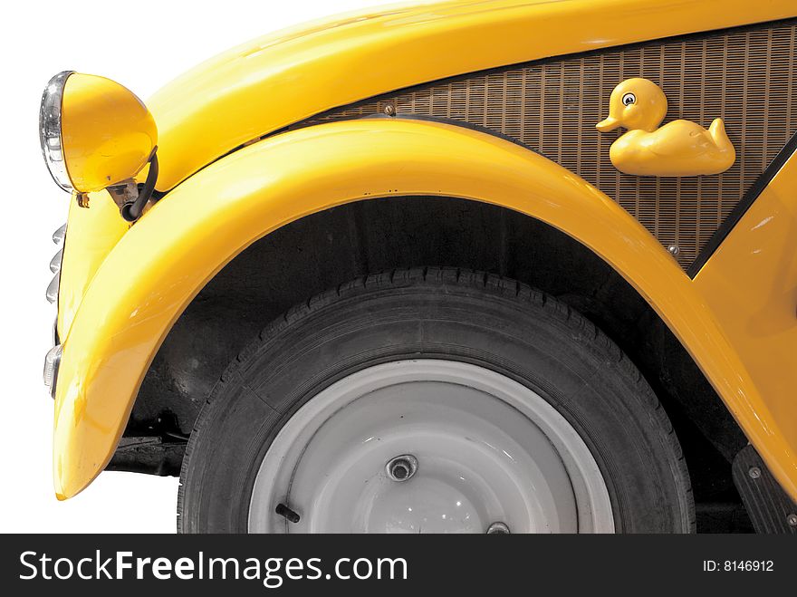 Forward part of small-displacement car isolated over white with clipping path. Forward part of small-displacement car isolated over white with clipping path.