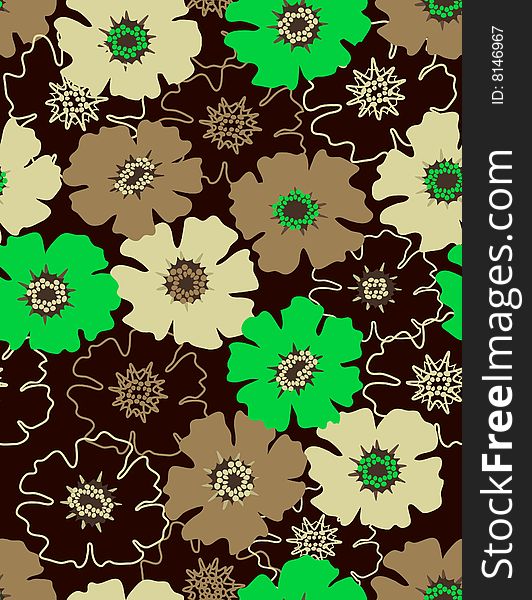 Loral seamless pattern with styled flowers. Loral seamless pattern with styled flowers