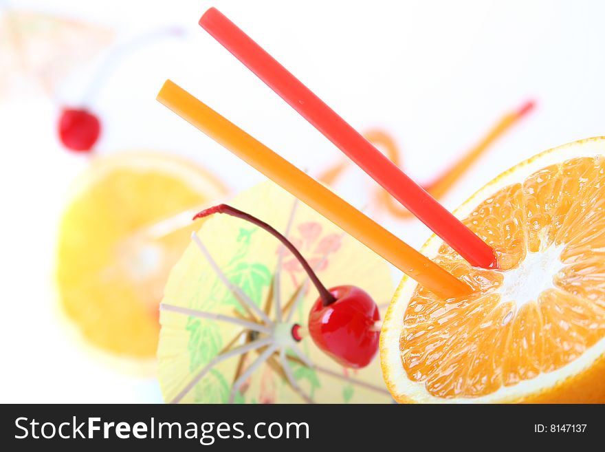 Sweet fruit cocktail isolated on wfite. Sweet fruit cocktail isolated on wfite