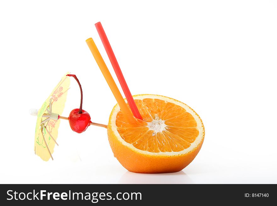 Sweet fruit cocktail isolated on wfite. Sweet fruit cocktail isolated on wfite