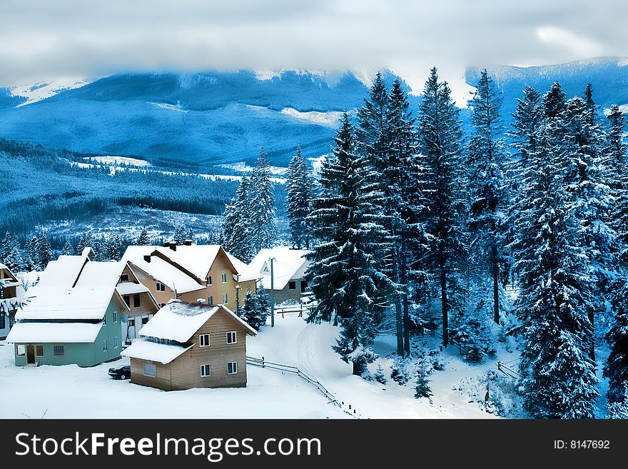 Stock photo: an image of a little village in the mountains. Stock photo: an image of a little village in the mountains