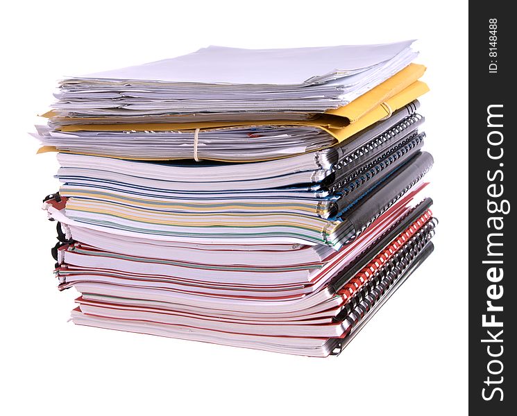 Files and papers isolated against a white background