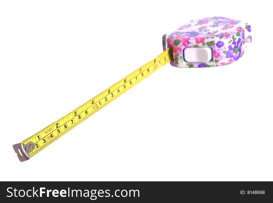 Tape measure isolated against a white background