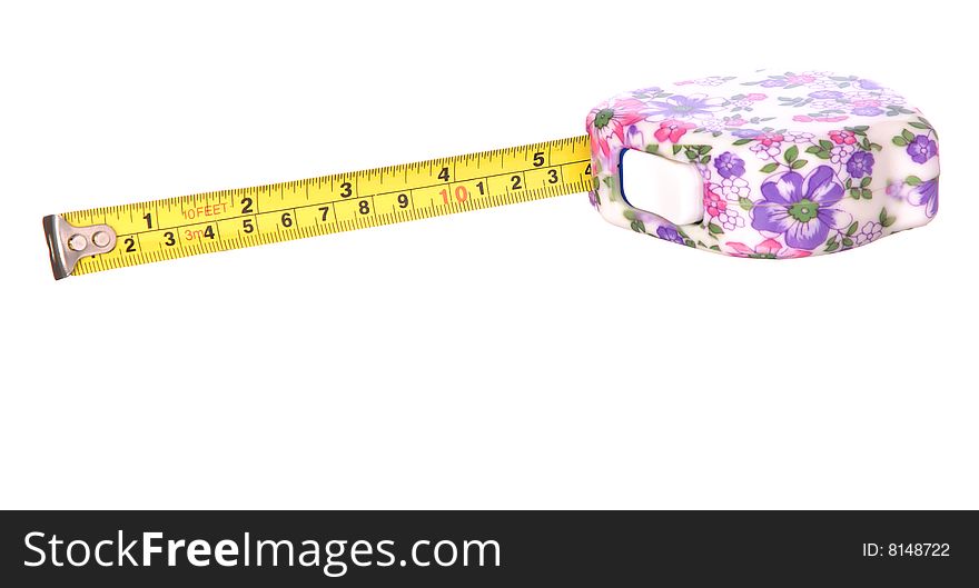 Tape measure isolated against a white background