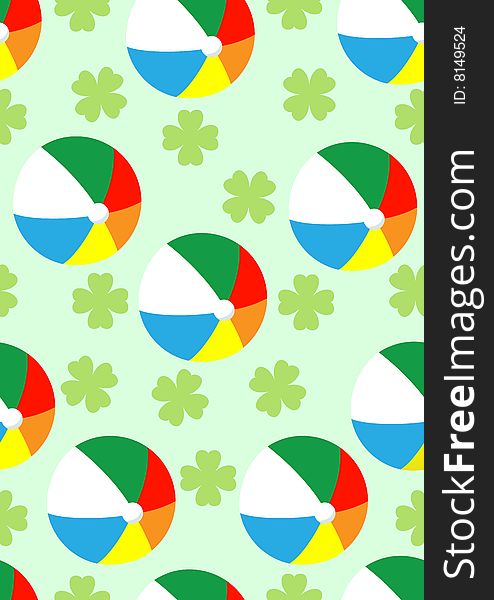 Seamless jolly pattern with beach ball and cloverleafs. Seamless jolly pattern with beach ball and cloverleafs