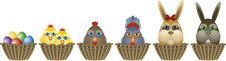 Easter Baskets With Animals Royalty Free Stock Image Easter Baskets With Animals Royalty Free Stock Image