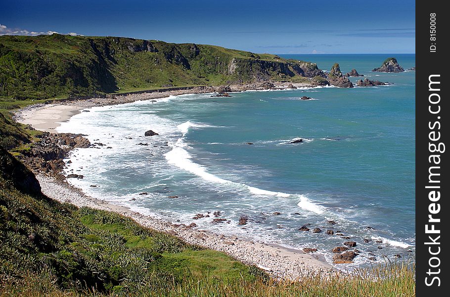 Beautiful coastal scene on south island of New Zealand