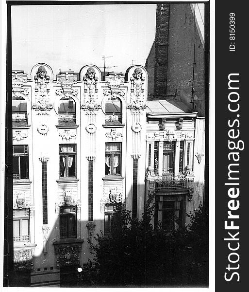 Old photo of Art Nouveau architecture. Old photo of Art Nouveau architecture