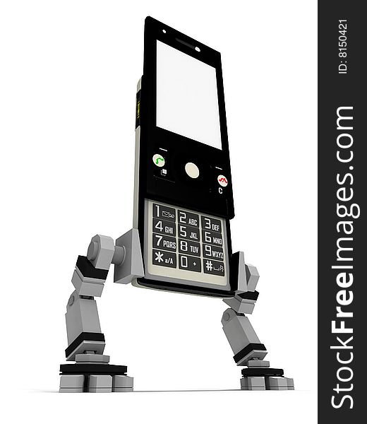 Telephone with leg of the robot in open position